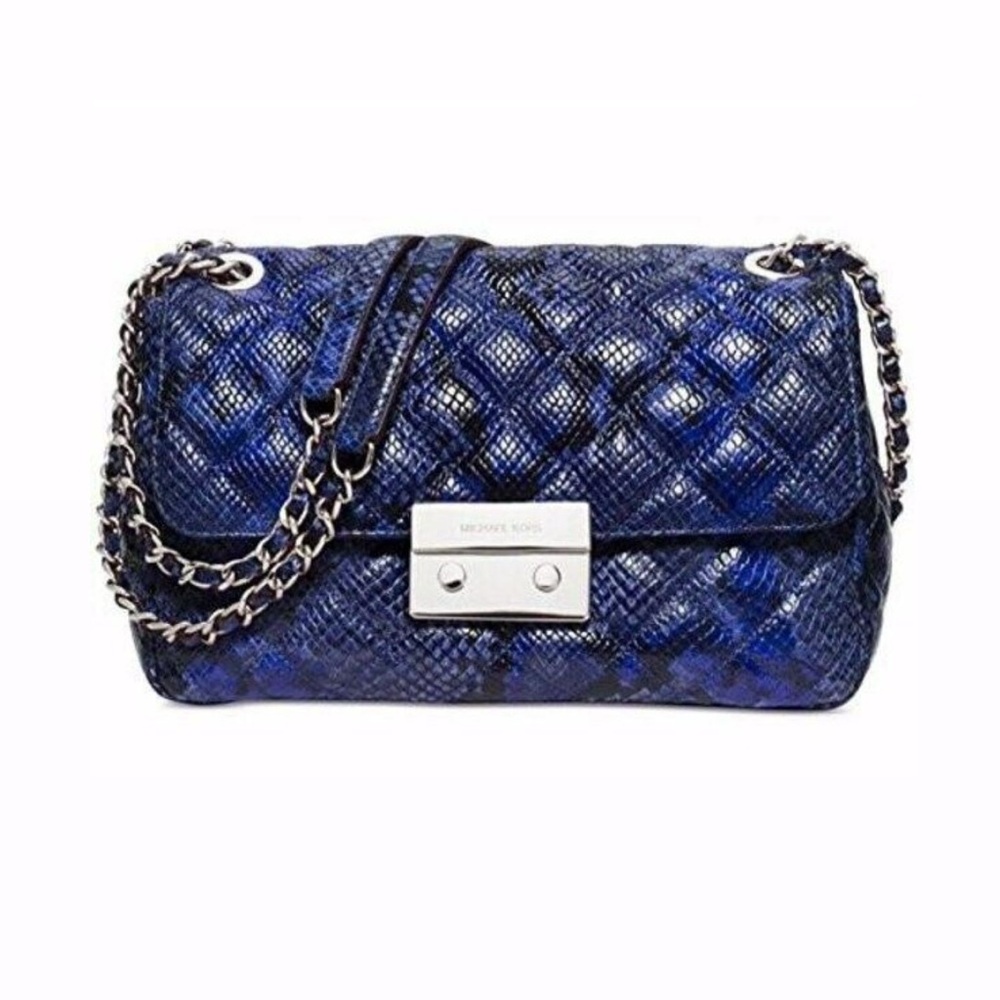 Michael Kors SLOAN ELECTRIC BLUE SNAKE LEATHER CROSSBODY/SHOULDER BAG